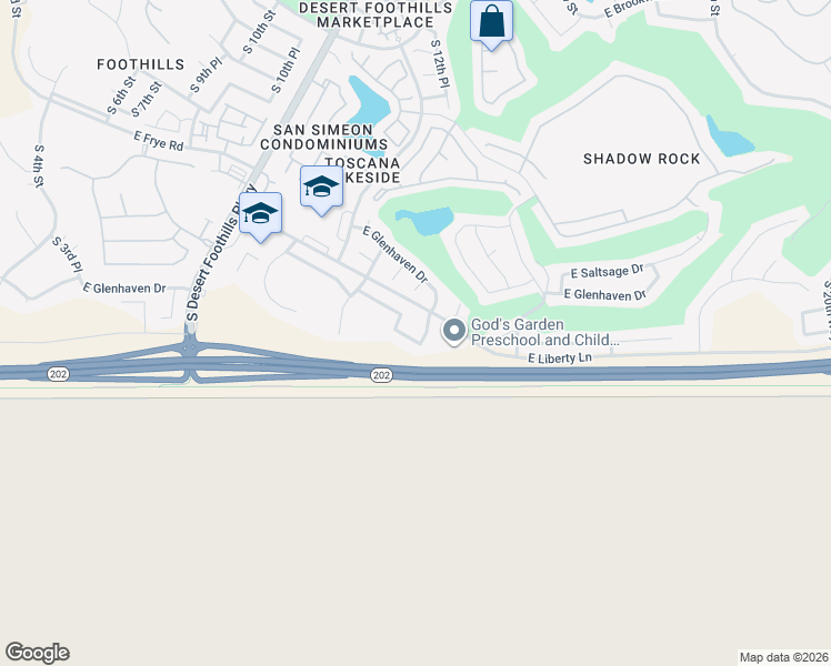 map of restaurants, bars, coffee shops, grocery stores, and more near 16851 South 13th Way in Phoenix