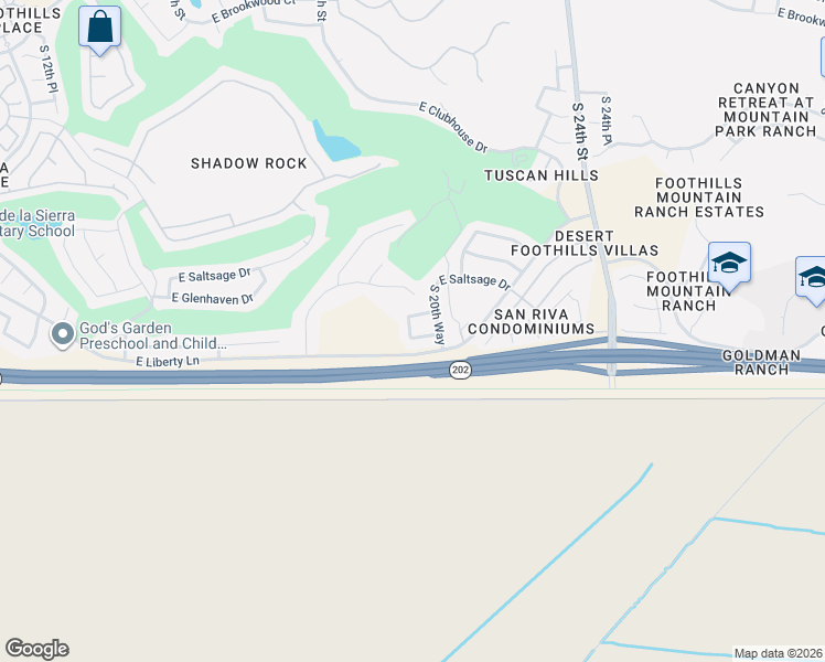 map of restaurants, bars, coffee shops, grocery stores, and more near 2025 East Windsong Drive in Phoenix