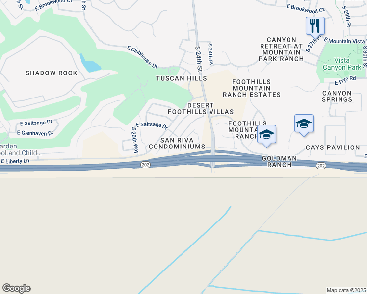 map of restaurants, bars, coffee shops, grocery stores, and more near 2155 East Liberty Lane in Phoenix