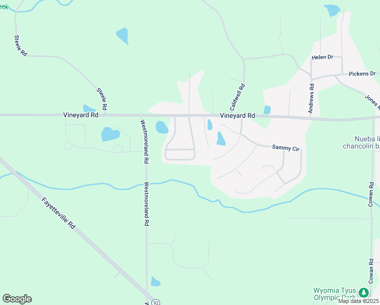 map of restaurants, bars, coffee shops, grocery stores, and more near 302 Vineyard Ridge Lane in Griffin