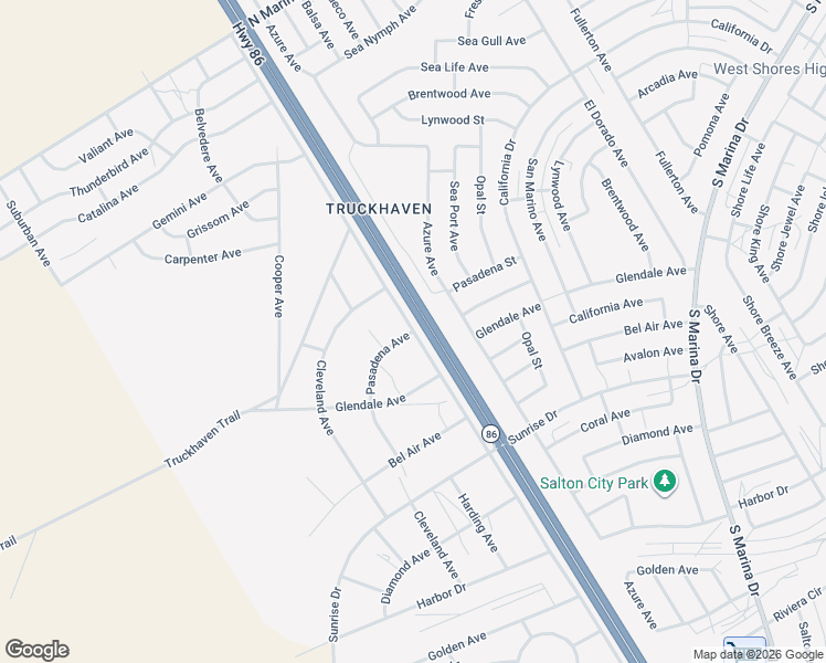map of restaurants, bars, coffee shops, grocery stores, and more near Pasadena Avenue in Salton City