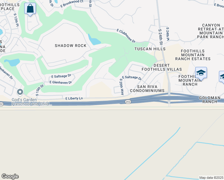 map of restaurants, bars, coffee shops, grocery stores, and more near 2025 East Windsong Drive in Phoenix