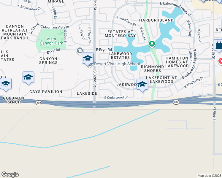 map of restaurants, bars, coffee shops, grocery stores, and more near 17005 South 32nd Way in Phoenix