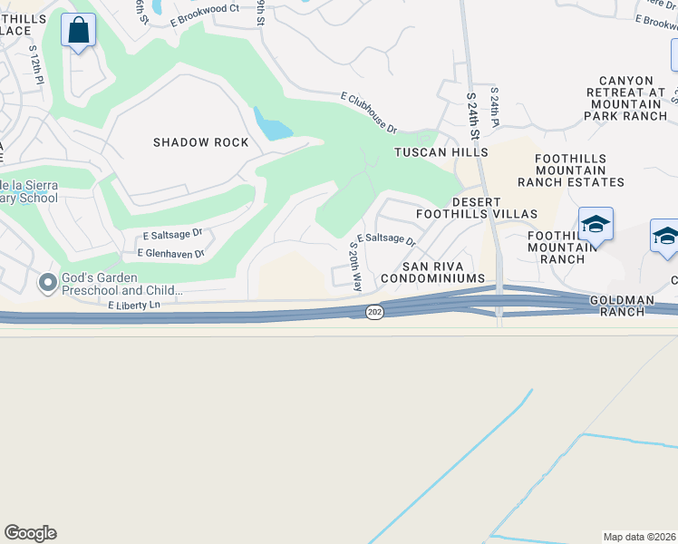 map of restaurants, bars, coffee shops, grocery stores, and more near 2025 East Windsong Drive in Phoenix