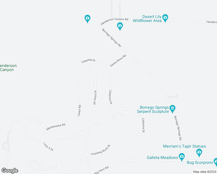 map of restaurants, bars, coffee shops, grocery stores, and more near 447 Catarina Drive in Borrego Springs