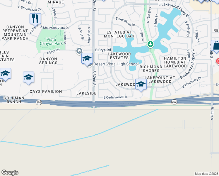 map of restaurants, bars, coffee shops, grocery stores, and more near 3235 East Cottonwood Lane in Phoenix