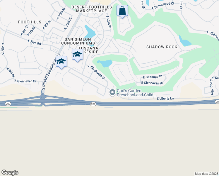 map of restaurants, bars, coffee shops, grocery stores, and more near 16815 South 13th Place in Phoenix