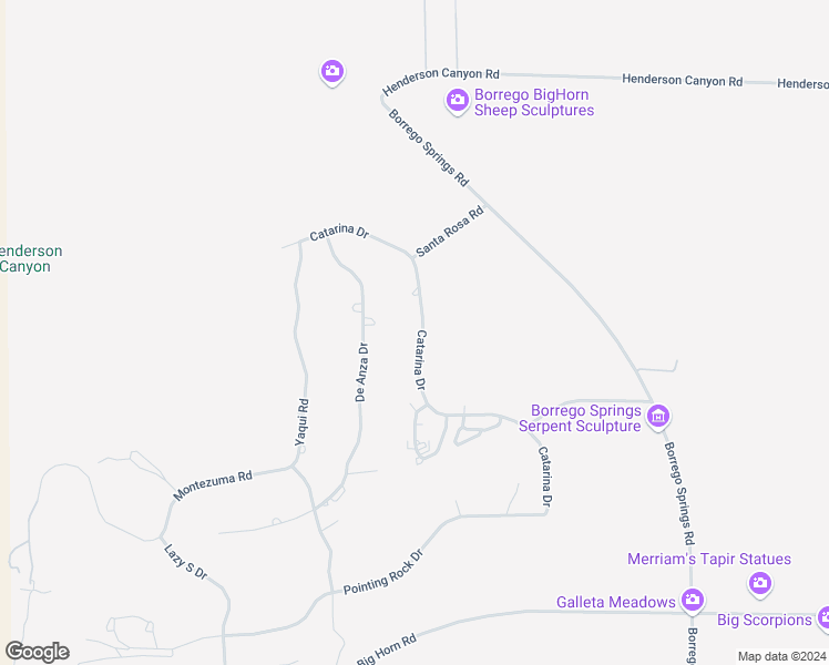 map of restaurants, bars, coffee shops, grocery stores, and more near 447 Catarina Drive in Borrego Springs