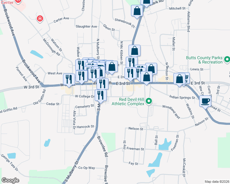 map of restaurants, bars, coffee shops, grocery stores, and more near 336 3rd Street in Jackson