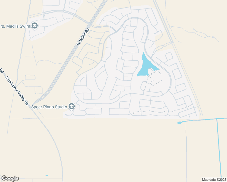 map of restaurants, bars, coffee shops, grocery stores, and more near 18187 West Deer Creek Road in Goodyear