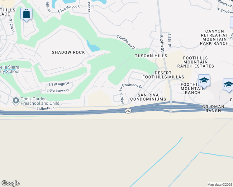 map of restaurants, bars, coffee shops, grocery stores, and more near 1949 East Saltsage Drive in Phoenix