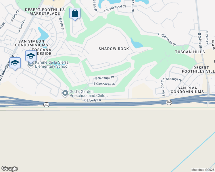 map of restaurants, bars, coffee shops, grocery stores, and more near 1648 East Glenhaven Drive in Phoenix