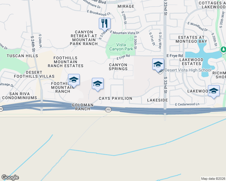 map of restaurants, bars, coffee shops, grocery stores, and more near 16630 South 29th Street in Phoenix