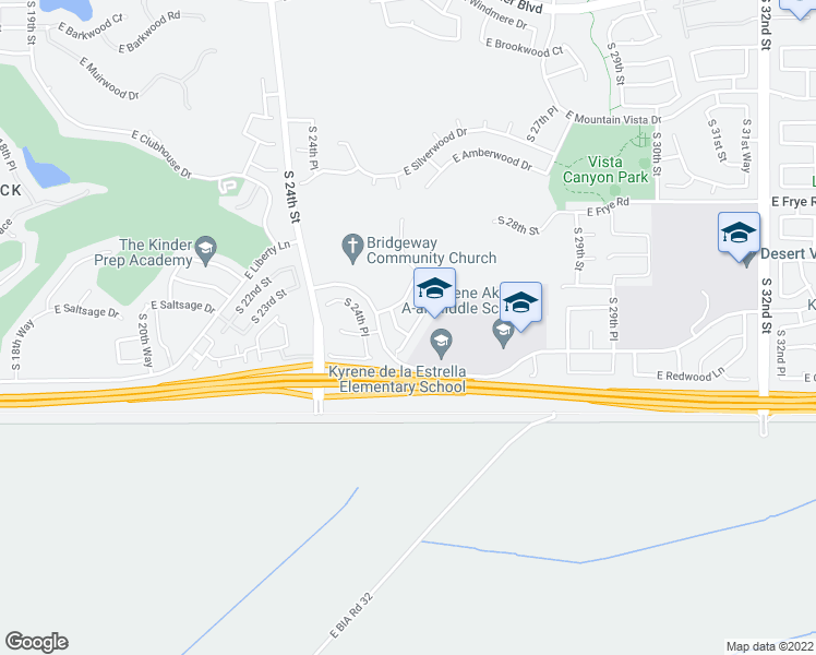 map of restaurants, bars, coffee shops, grocery stores, and more near 2526 East Windsong Drive in Phoenix