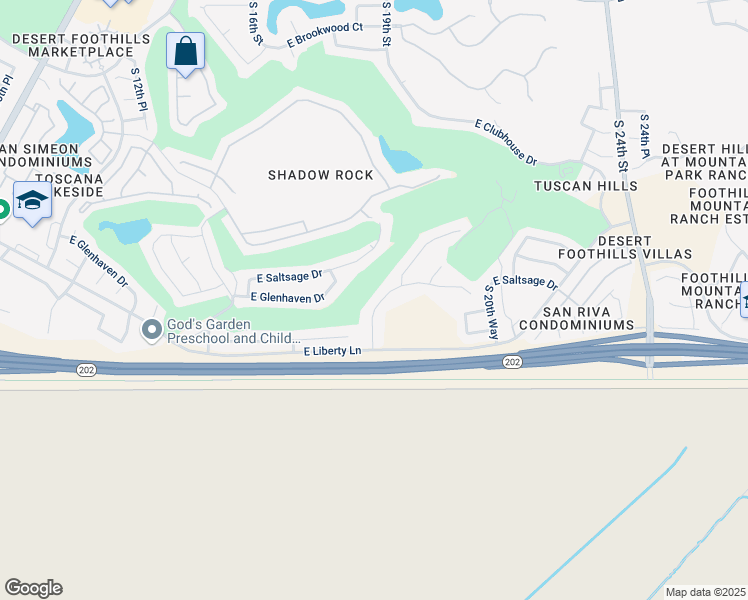 map of restaurants, bars, coffee shops, grocery stores, and more near 16832 South 18th Way in Phoenix