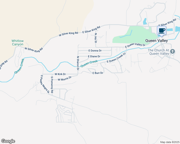 map of restaurants, bars, coffee shops, grocery stores, and more near 30 North Lilly Court in Queen Valley