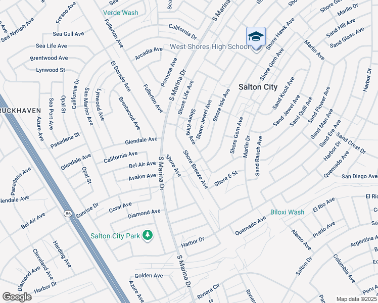 map of restaurants, bars, coffee shops, grocery stores, and more near 2284 Shore Breeze Avenue in Thermal