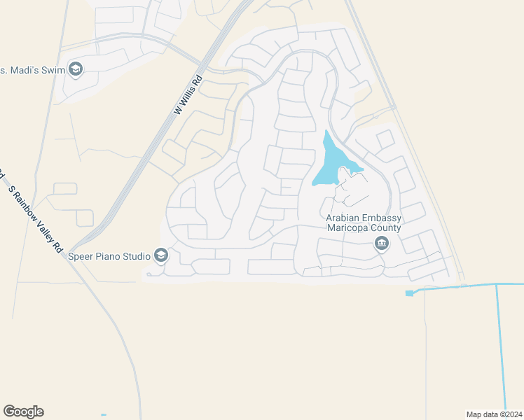 map of restaurants, bars, coffee shops, grocery stores, and more near 21017 West Glenhaven Drive in Goodyear