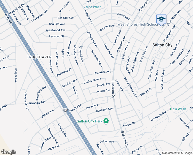 map of restaurants, bars, coffee shops, grocery stores, and more near 1250 California Drive in Thermal