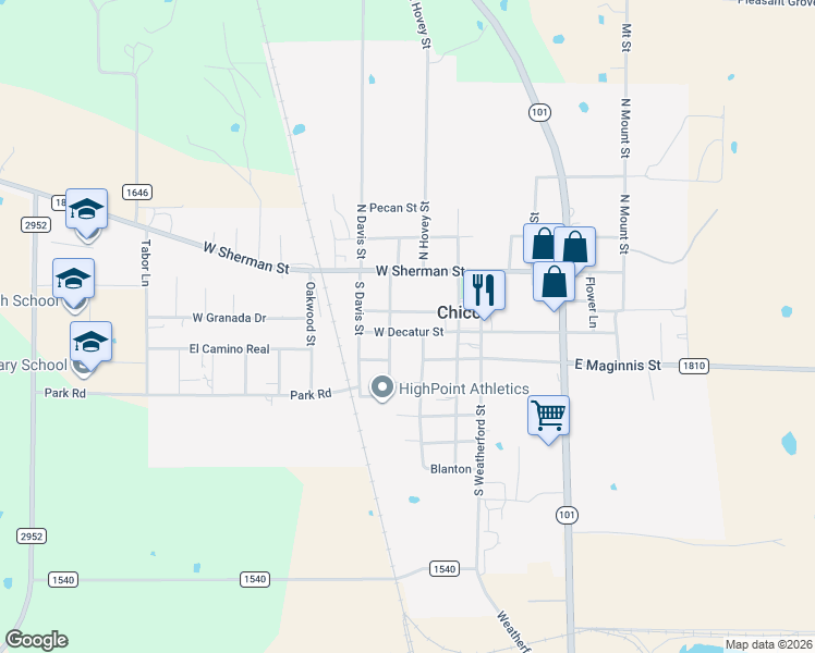 map of restaurants, bars, coffee shops, grocery stores, and more near 302 West Decatur Street in Chico