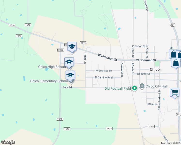 map of restaurants, bars, coffee shops, grocery stores, and more near 1001 West Granada Drive in Chico