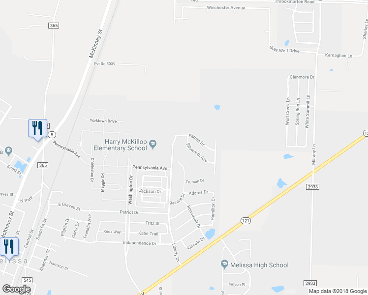 map of restaurants, bars, coffee shops, grocery stores, and more near 2906 Ellsworth Avenue in Melissa
