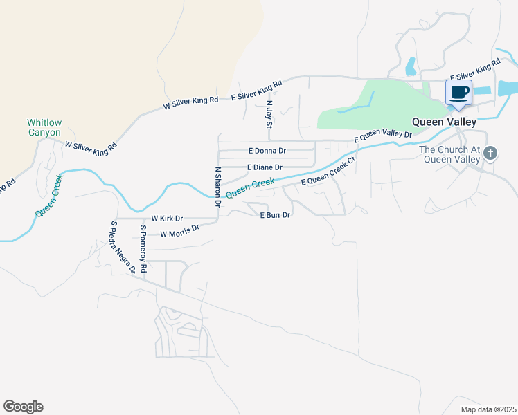 map of restaurants, bars, coffee shops, grocery stores, and more near 30 North Lilly Court in Queen Valley