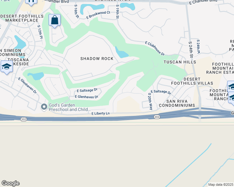 map of restaurants, bars, coffee shops, grocery stores, and more near 16832 South 18th Way in Phoenix