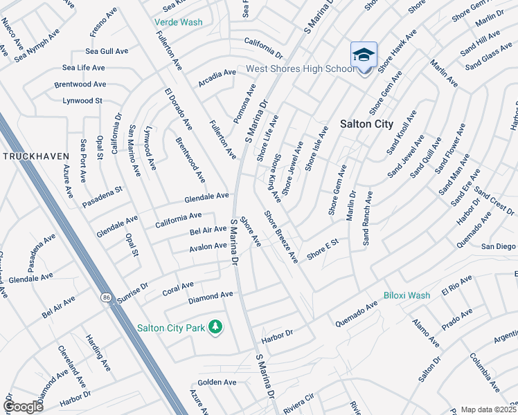 map of restaurants, bars, coffee shops, grocery stores, and more near 2284 Shore Breeze Avenue in Thermal