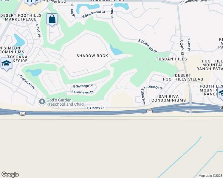 map of restaurants, bars, coffee shops, grocery stores, and more near 16832 South 18th Way in Phoenix
