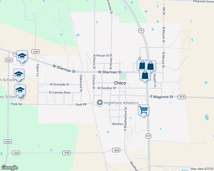 map of restaurants, bars, coffee shops, grocery stores, and more near 302 West Decatur Street in Chico
