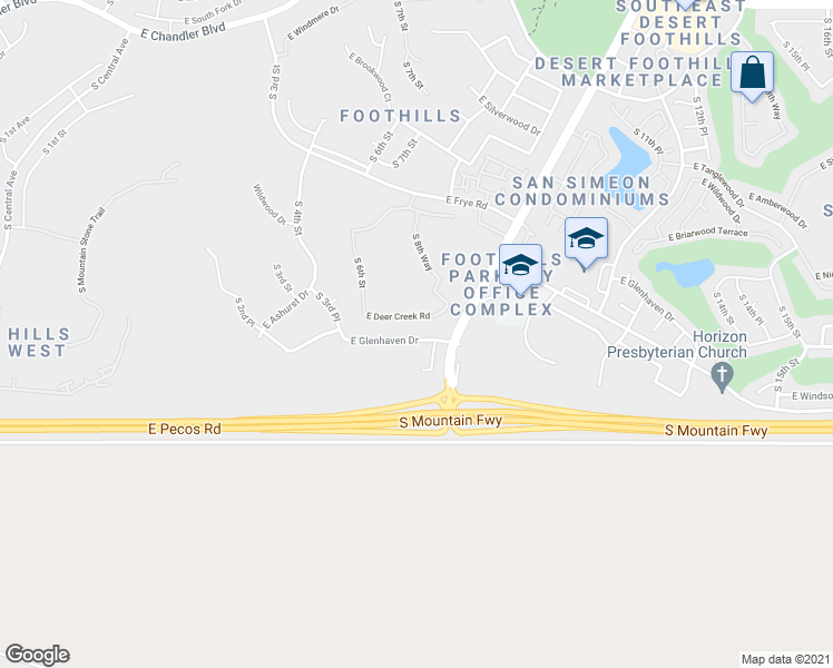 map of restaurants, bars, coffee shops, grocery stores, and more near 738 East Glenhaven Drive in Phoenix