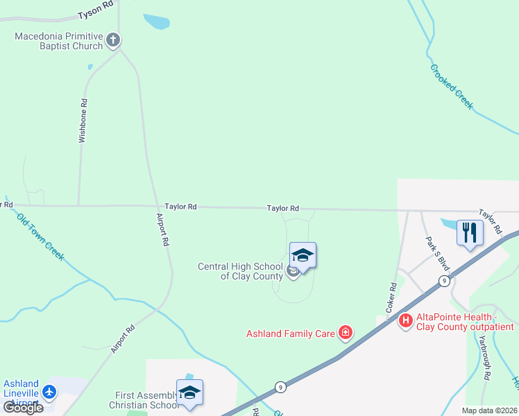 map of restaurants, bars, coffee shops, grocery stores, and more near 828 Taylor Road in Ashland