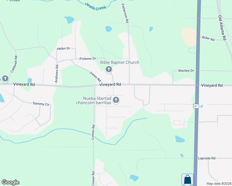 map of restaurants, bars, coffee shops, grocery stores, and more near 101 Miranda Lane in Griffin