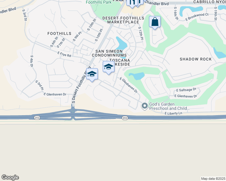 map of restaurants, bars, coffee shops, grocery stores, and more near 16816 South 12th Way in Phoenix