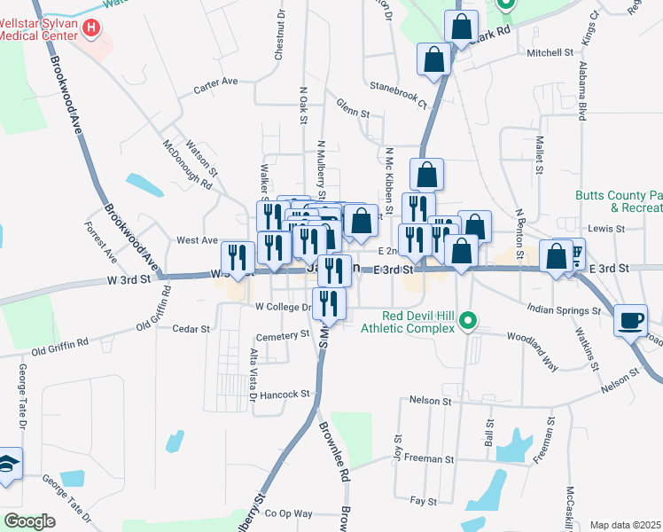map of restaurants, bars, coffee shops, grocery stores, and more near in Jackson