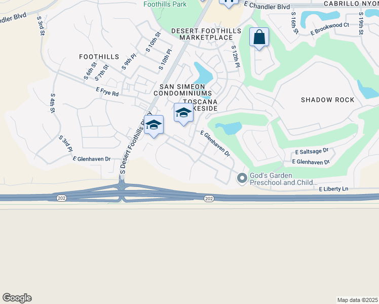 map of restaurants, bars, coffee shops, grocery stores, and more near 16816 South 12th Way in Phoenix