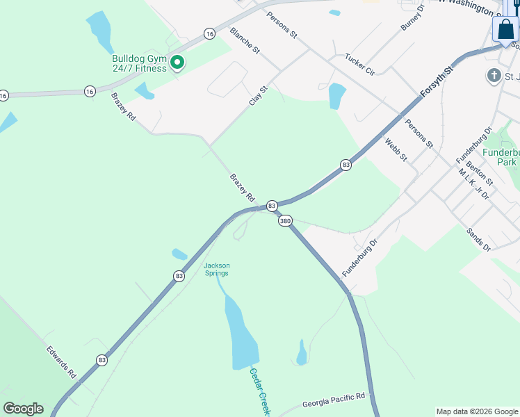 map of restaurants, bars, coffee shops, grocery stores, and more near 12465 Georgia 83 in Monticello