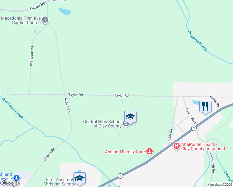 map of restaurants, bars, coffee shops, grocery stores, and more near 828 Taylor Road in Ashland