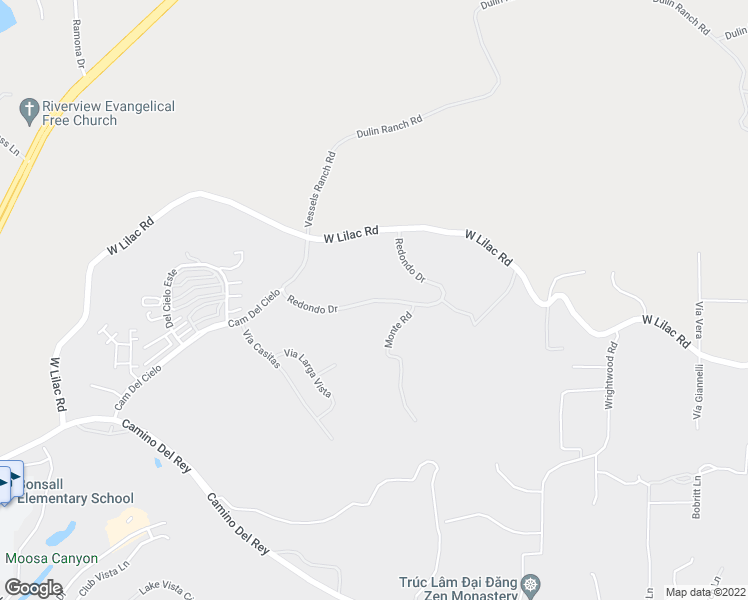 map of restaurants, bars, coffee shops, grocery stores, and more near 6046 Redondo Drive in Bonsall