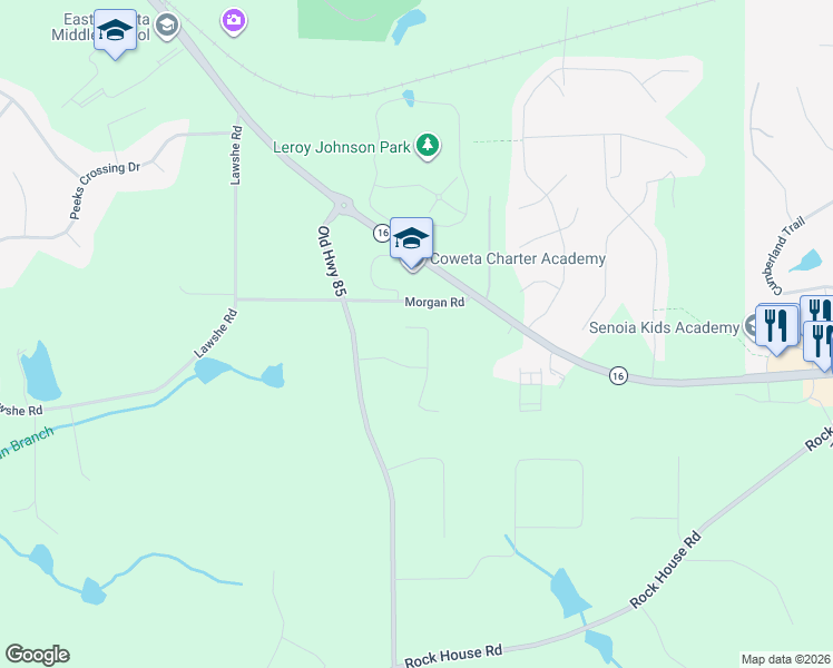 map of restaurants, bars, coffee shops, grocery stores, and more near 35 Owens Path in Senoia