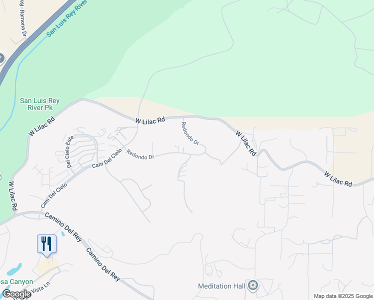 map of restaurants, bars, coffee shops, grocery stores, and more near 5884 Redondo Drive in Bonsall