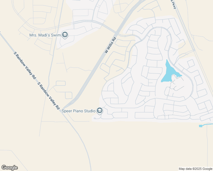 map of restaurants, bars, coffee shops, grocery stores, and more near 16673 South 181st Drive in Goodyear