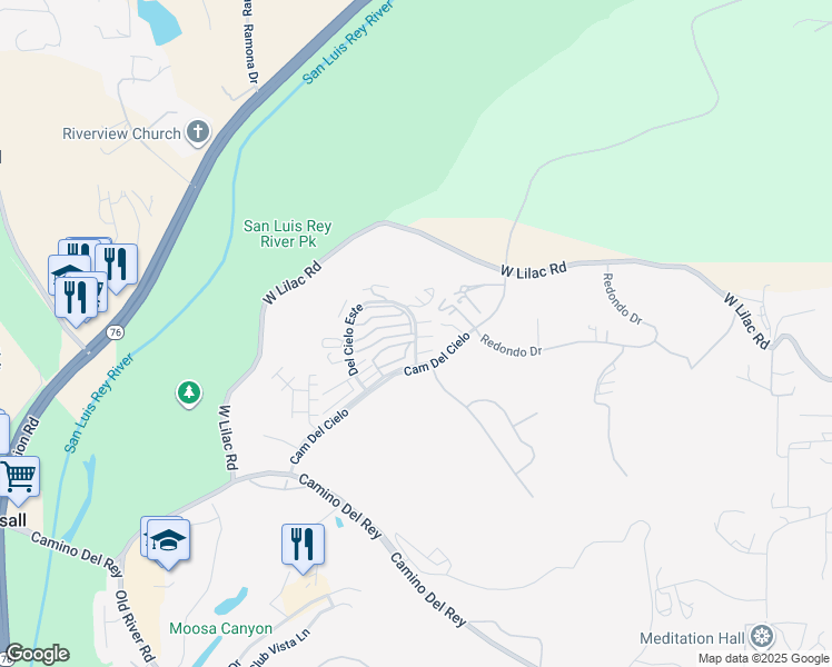 map of restaurants, bars, coffee shops, grocery stores, and more near 32053 Del Cielo Oeste in Bonsall