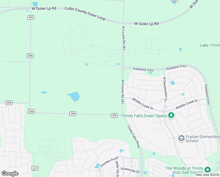 map of restaurants, bars, coffee shops, grocery stores, and more near 9261 County Road 281 in McKinney