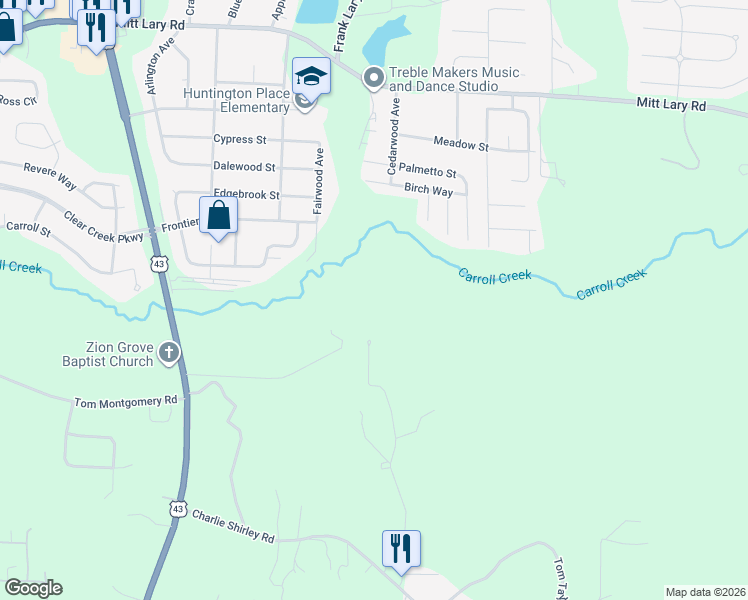 map of restaurants, bars, coffee shops, grocery stores, and more near 10530 Jones Road in Northport