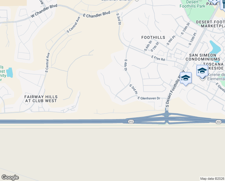 map of restaurants, bars, coffee shops, grocery stores, and more near 16633 South 2nd Place in Phoenix