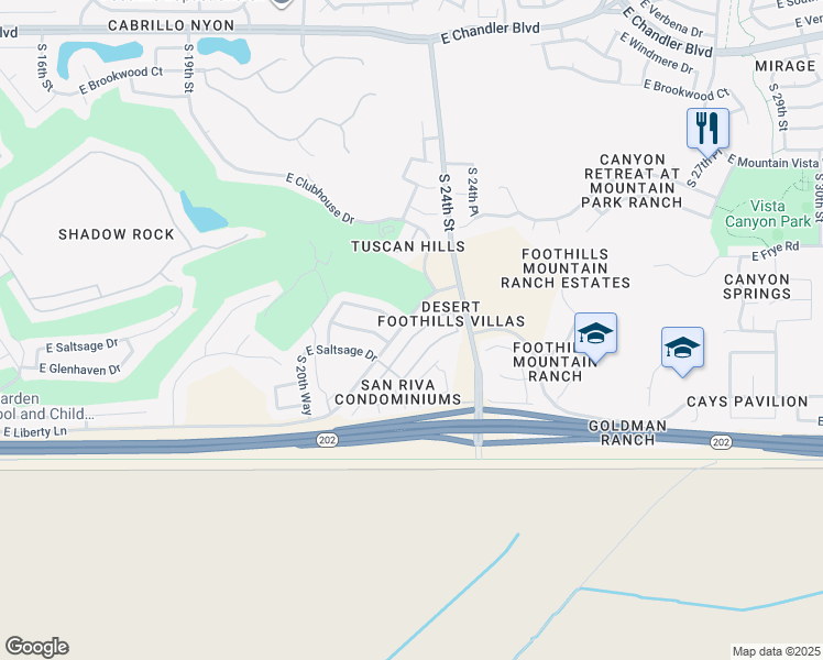 map of restaurants, bars, coffee shops, grocery stores, and more near 2186 East Briarwood Terrace in Phoenix