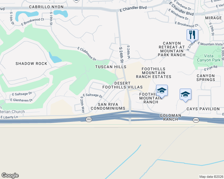 map of restaurants, bars, coffee shops, grocery stores, and more near 2186 East Briarwood Terrace in Phoenix