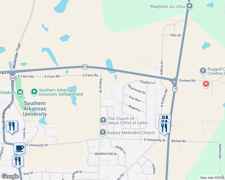 map of restaurants, bars, coffee shops, grocery stores, and more near 10 Regency Circle in Magnolia